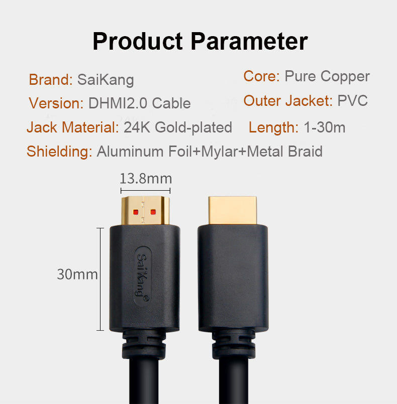 HDMI Cable Gold High Speed 2K 4K Lead