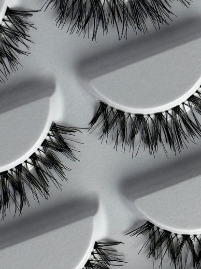 Natural strip lash extensions close up